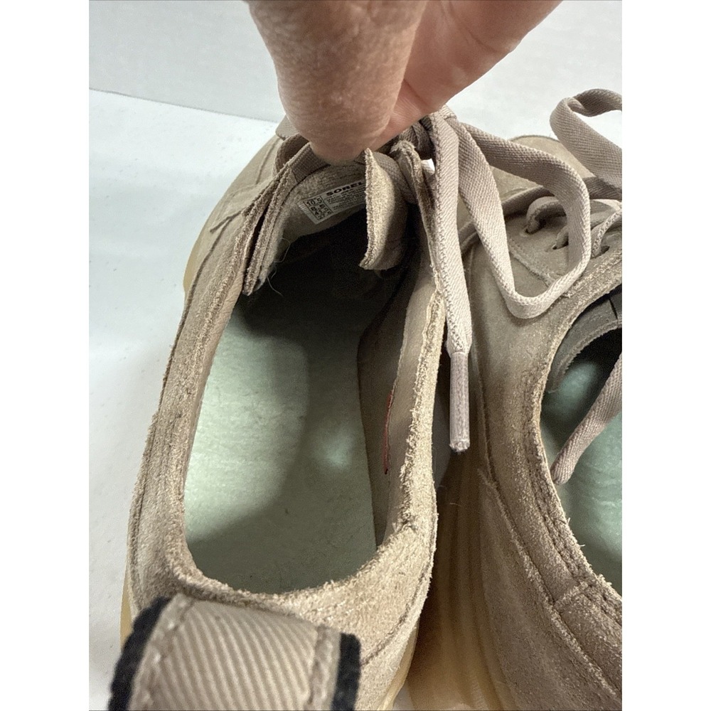 SOREL Waterproof Suede  Sneaker lifted Beige Rubber Sole Round Toe women's 10.5 - Picture 6 of 11